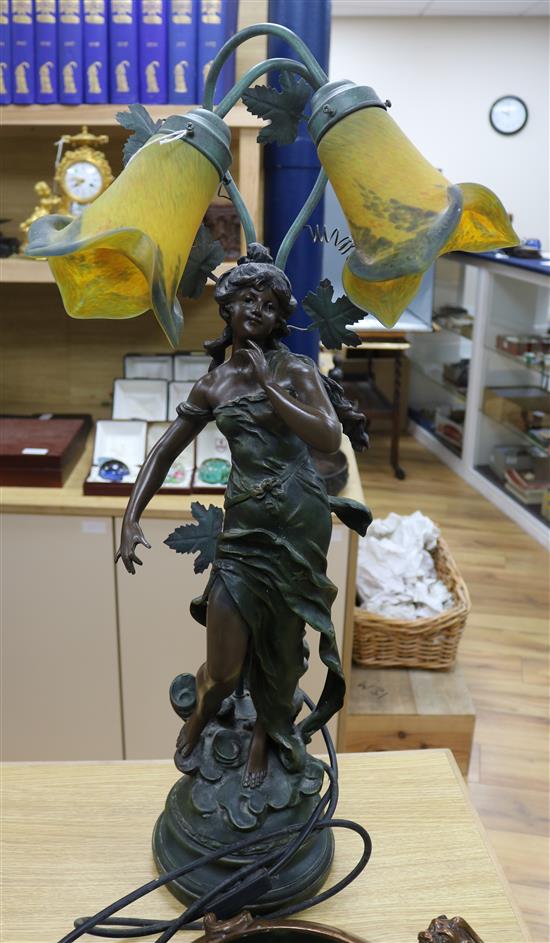 An Art Nouveau style figural lamp height 80cm